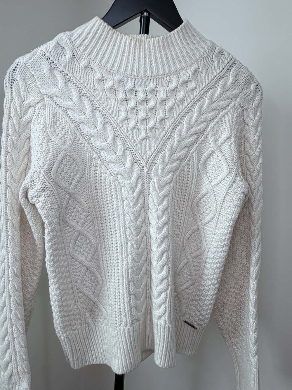 Abercrombie & Fitch Cream Cable Knit Mock Neck Sweater S